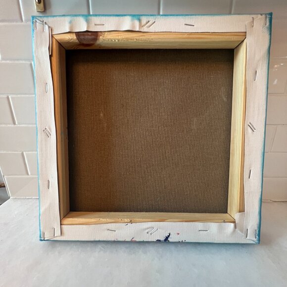 Original Acrylic on Canvas - Robin on Blue - Tali Yalonetzki - 12x12 inches - Picture 5 of 6